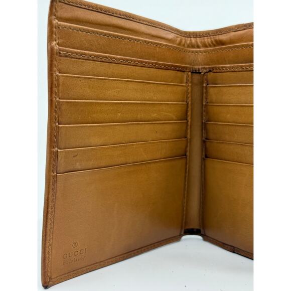 Authentic Gucci Vintage Leather Bifold Wallet with Web Stripe Detail - Picture 3 of 16